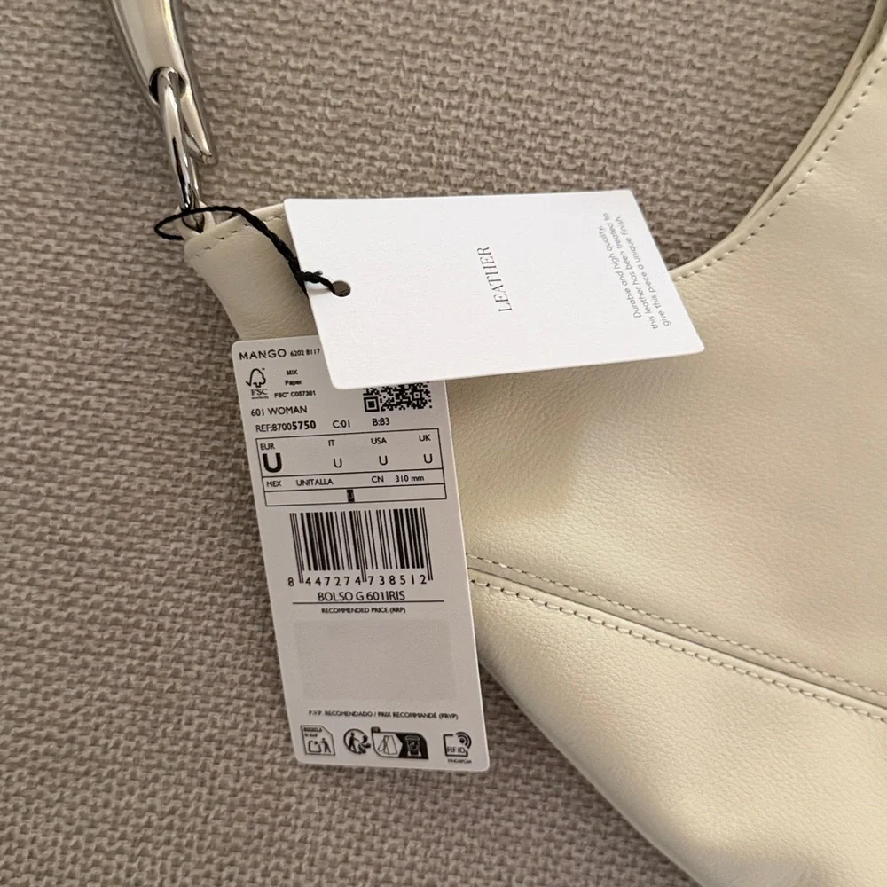 NWT Mango LEATHER SHOULDER BAG WITH
METAL HANDLE - Picture 7 of 9